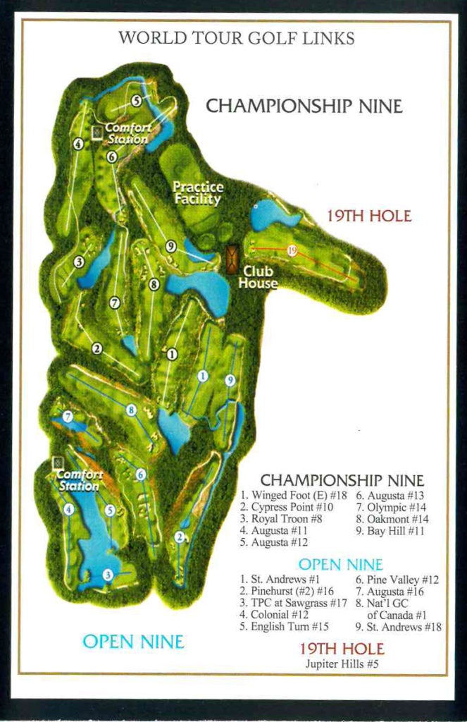 The World Tour golf scorecard map